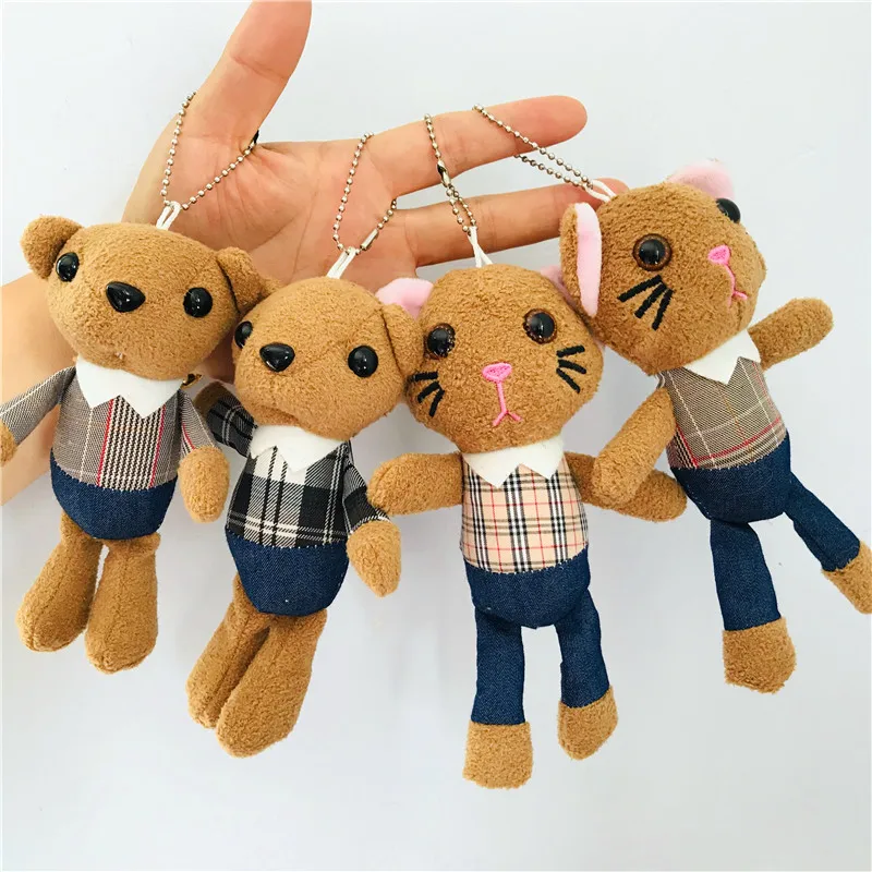 1 шт. 16 см Kawaii клетчатая одежда бант мишки кошка плюшевые игрушки мягкие животные
