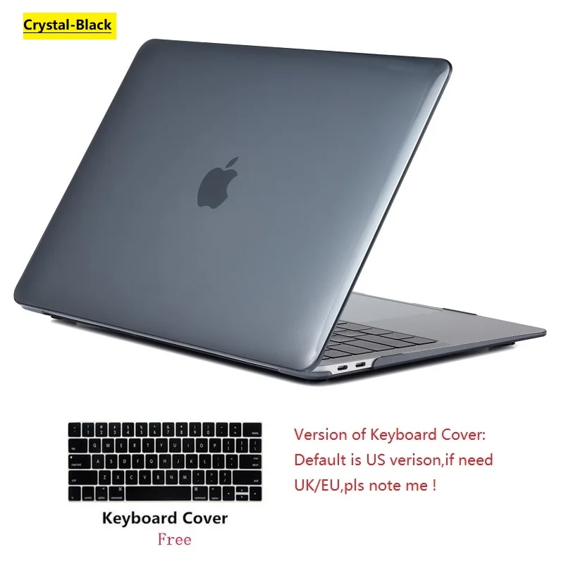 Crystal Black Новинка, Кристальный чехол-клавиатура для ноутбука Apple Macbook Pro retina Touch Bar& ID Air 11 11,6 12 13 15 дюймов, Жесткий Чехол - Цвет: Crystal Black