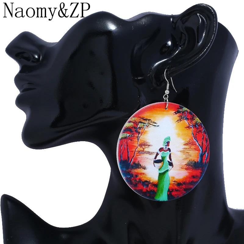 Деревянные серьги Naomy & ZP женские индийские богемные висячие в стиле бохо большие