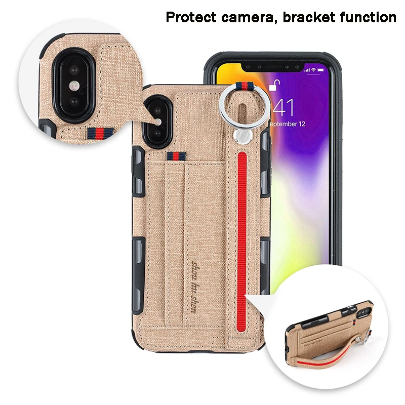 Чехол Alxun для iPhone XS Max с металлическим кольцом и пряжкой ремешок карт тканевый