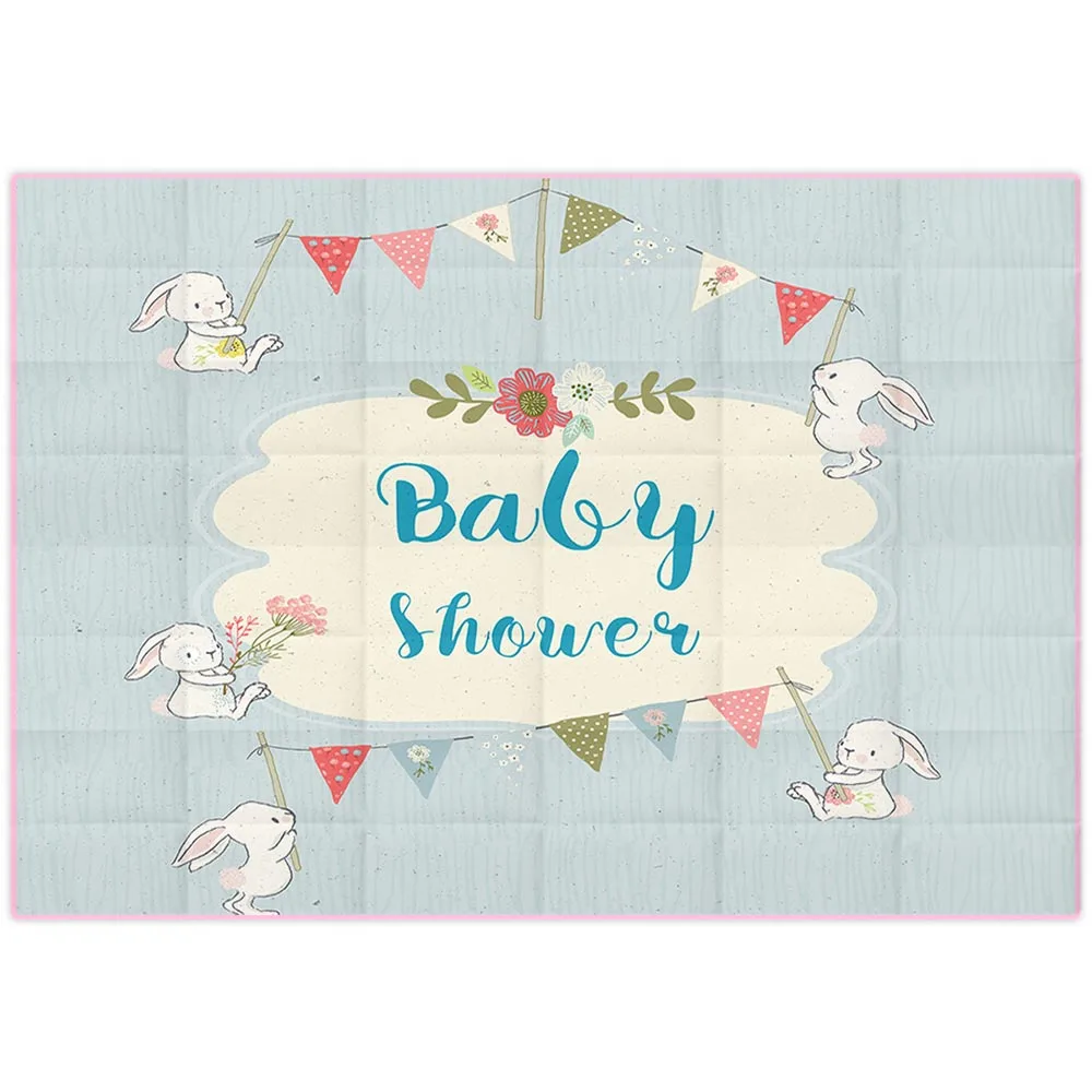 Funnytree backdrop photography baby shower cartoon little rabbit flags frame simple celebration photo new background photocall |