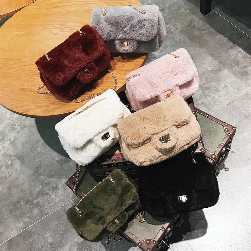 Wallike 2017 модные зимние женские маленькие меховые сумки-мессенджеры сумки через
