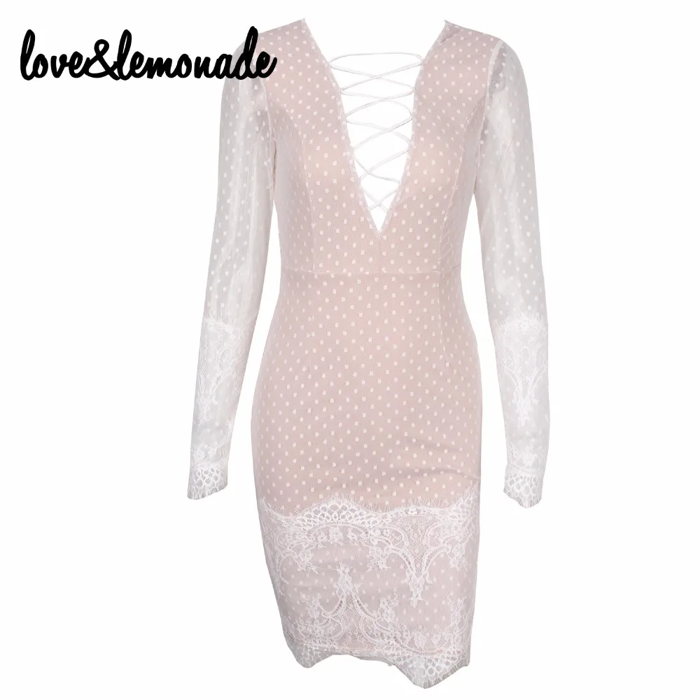 Love & Lemonade кружевное платье в горошек с вырезами белое TB 9711|dress white|cut outwhite dress |