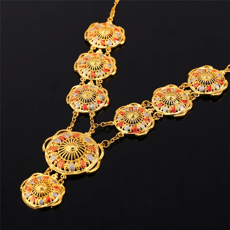U7 Long Indian Necklace Pendant Trendy Gold Color Party Romantic Round Necklaces For Women Wedding Wholesale N400 | Украшения и