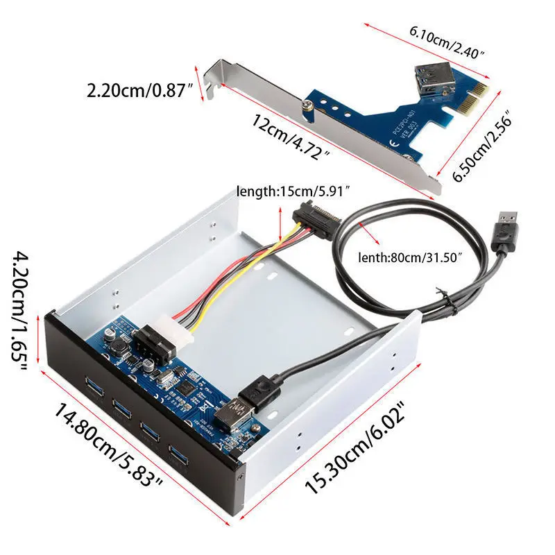 PCI Express 4 порта USB 3 0 E адаптер для карты 5 25 &quotПередняя панель расширения Bay #233501|4 port