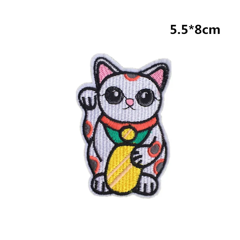 Изысканная комбинированная тканевая наклейка Lucky Cat Kitty с компьютерной вышивкой