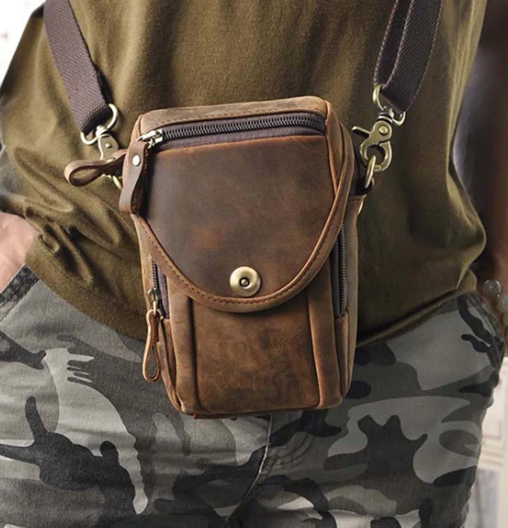 Для мужчин Винтаж Crazy Horse Натуральная кожа пакет Фанни Талии Сумка Crossbody | Багаж и