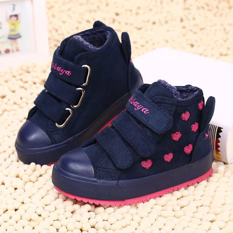 2019 детские ботинки обувь для девочек модная теплая меховая хлопковая кроссовки