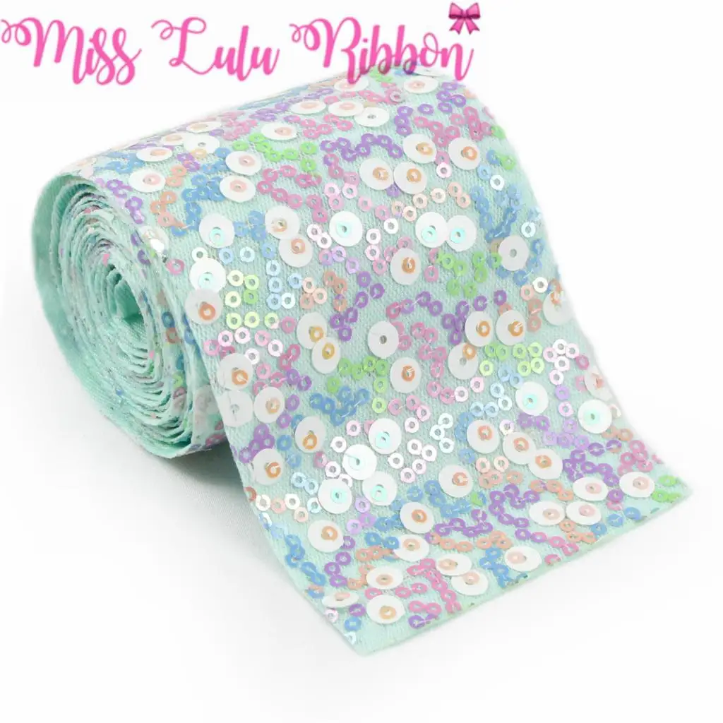 3 &quot75 мм Блестящий резки блесток радужного цвета с лентой на голову голубой