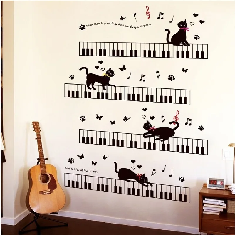 Музыкальные брелки Стикер Украшение дома для гостиной стены фон Наклейка ПВХ