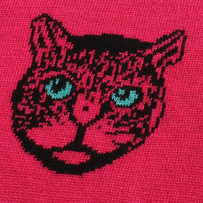 2018 fashion Winter Cat Head Pattern Vintage Oversized Sweater Jacket Jersey Luxury Wool Knit Jumper Runway Designer Cardigan |