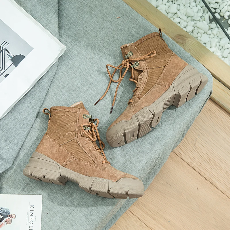 Женские ботинки с закругленным носком однотонные модные на плоской подошве A35-37