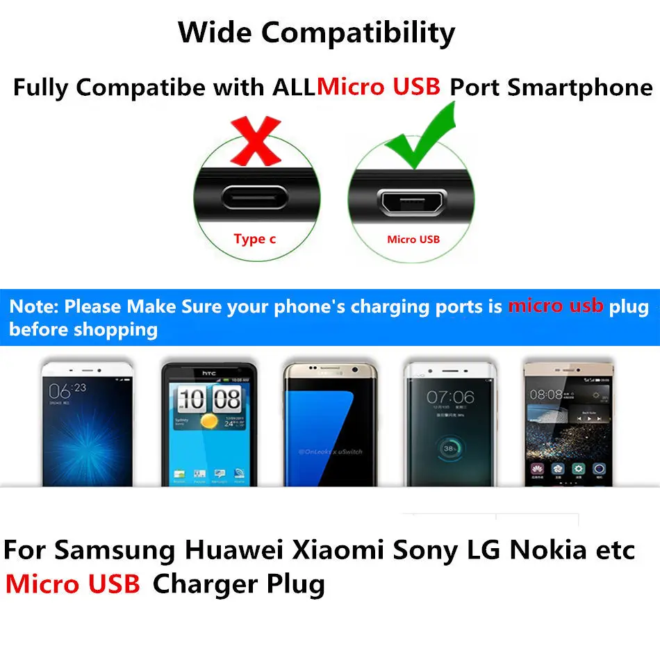 Зарядный кабель для Samsung Galaxy S3 S4 S6 S7 Edge Note 4 5 Micro USB передачи данных ZTE Blade X3 L3 Nubia Z9 Mini