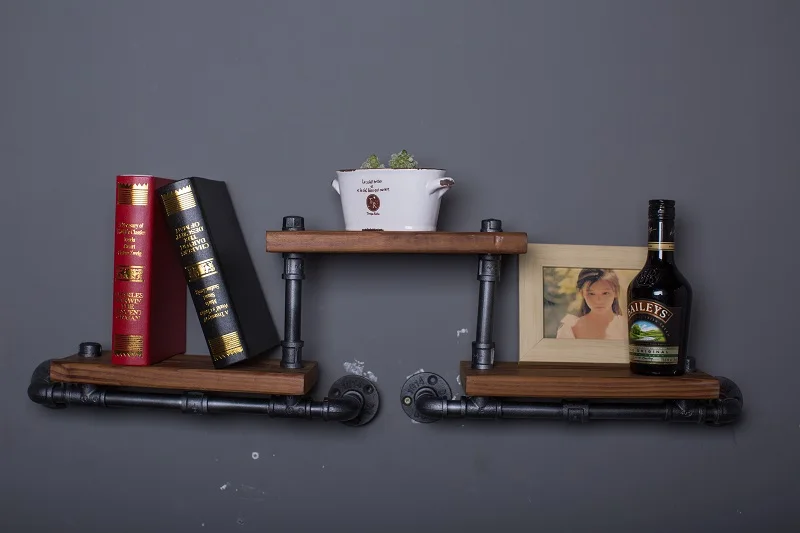American do the Old Industrial Pipe Racks Wrought Iron Shelves Wooden Clapboard Wall Specials Price-FJ-ZN1D-009A0 |
