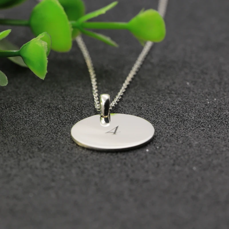 20mm Disc Silver Necklace Personalized Stamp Any words Round Pendant Jewelry Souvenir Christmas Gift | Украшения и аксессуары
