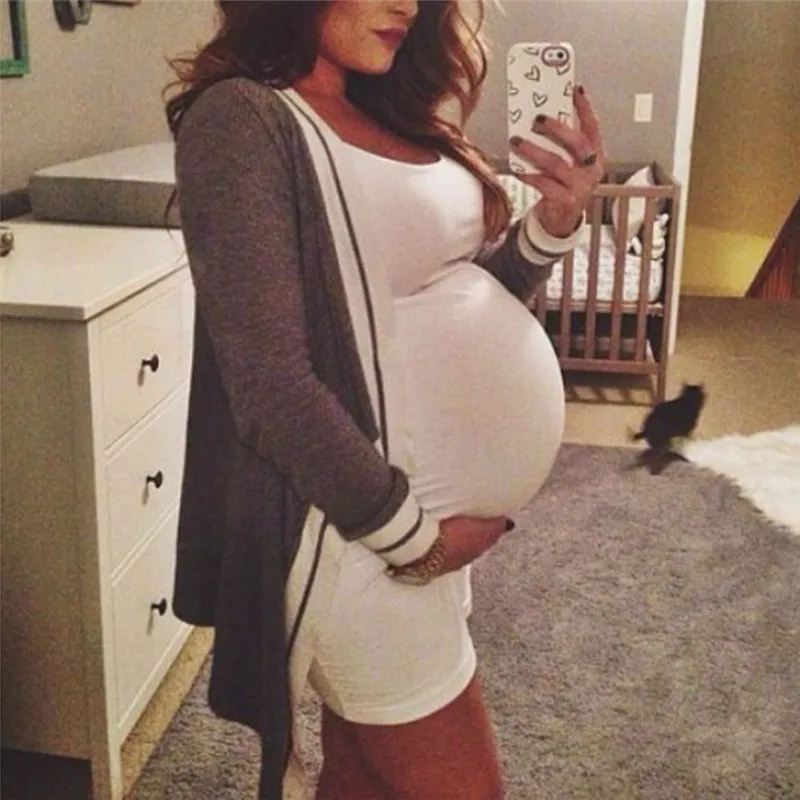 Модное платье для беременных без рукавов с круглым вырезом сексуальное