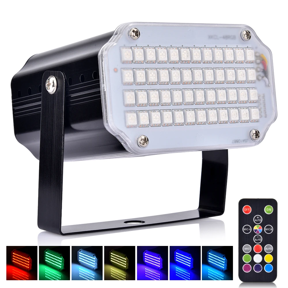 Стробоскоп сценический светильник Дискотека музыка вечерние 48 RGB пульт дистанционного управления мини- лампы для сцены фестиваль светящиеся вечерние принадлежности карнавальное освещение