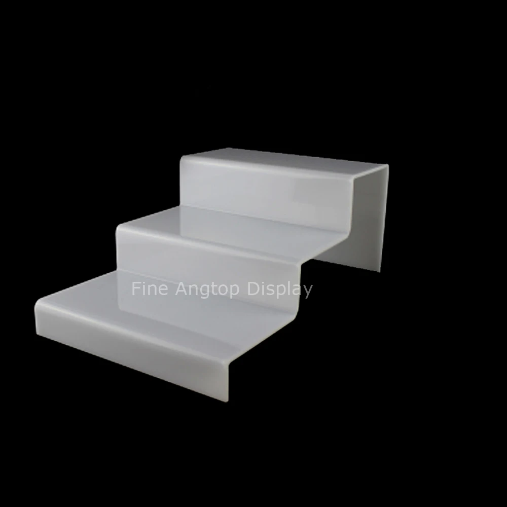Белый 3-уровневый акриловый подъемный ступенчатый стеллаж для показа ювелирных