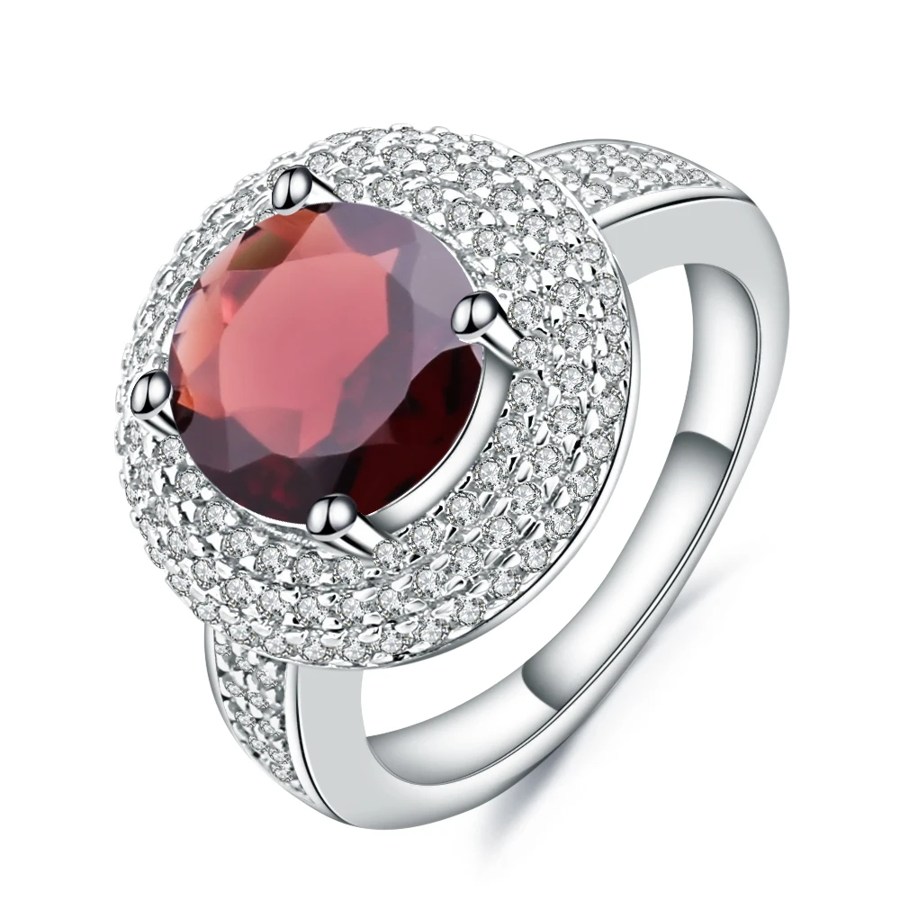Gem's балетные 925 пробы серебряные обручальные коктейльные кольца 3.15Ct натуральный красный гранат драгоценный камень кольцо для женщин хорошее ювелирное изделие