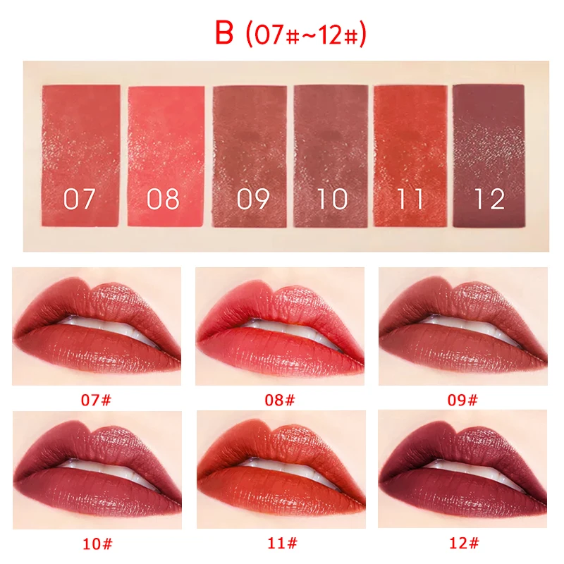 6Pcs/Set Matte Lipstick Easy To Wear Long-lasting Waterproof For Women Sexy Lips Color Cosmetics Lipsticks Velvet Lip Makeup |