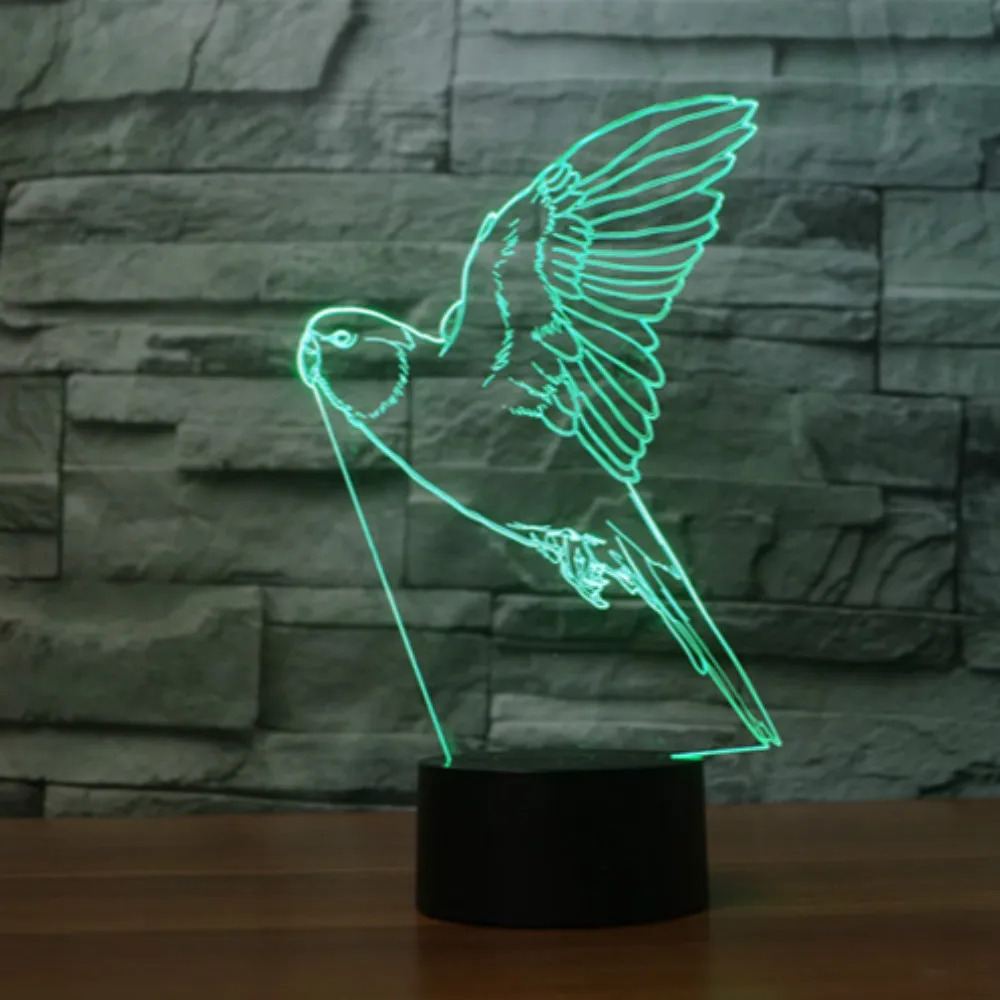 Серия Павлин птица Светодиодные ночные светильники атмосферная 3D Ночная лампа 7