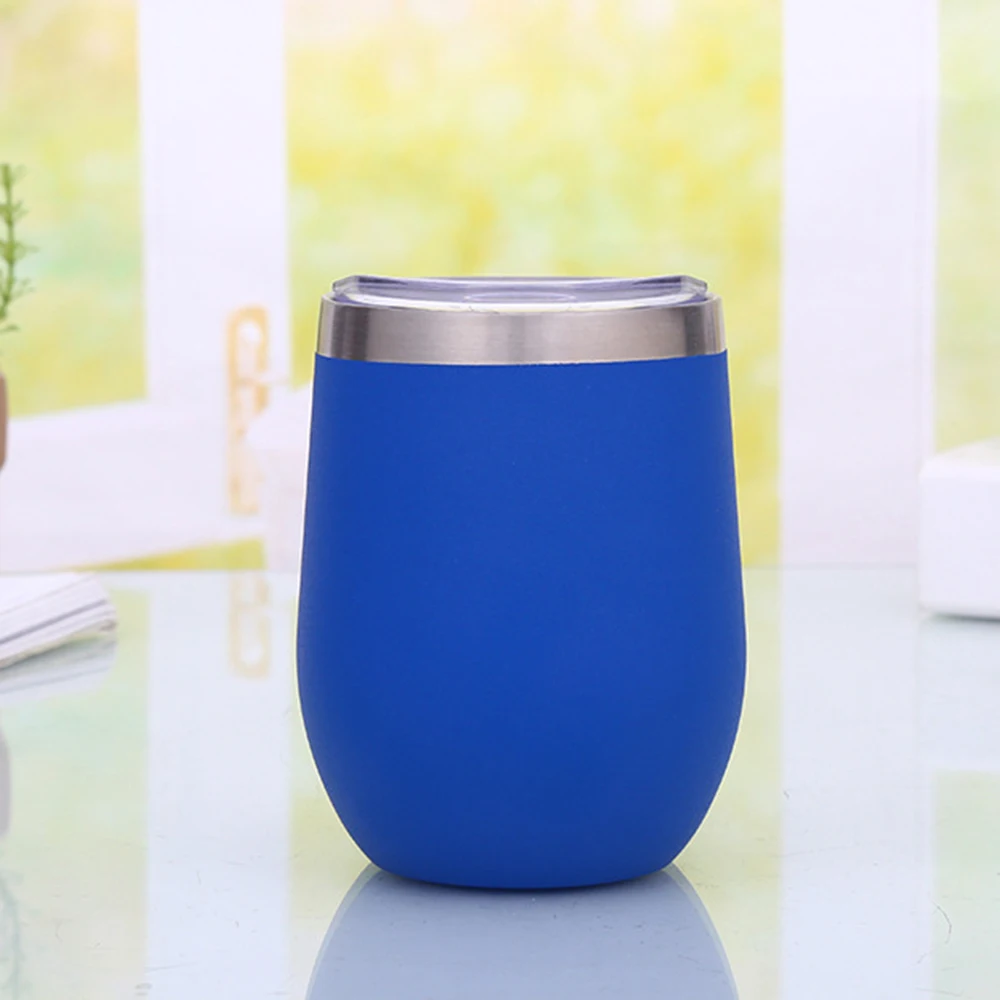 Синий 12 унций термос чашка кофе кружки нержавеющая сталь Stemless красное вино и коктейльные бокалы бар напиток пивная чашка - Цвет: Синий