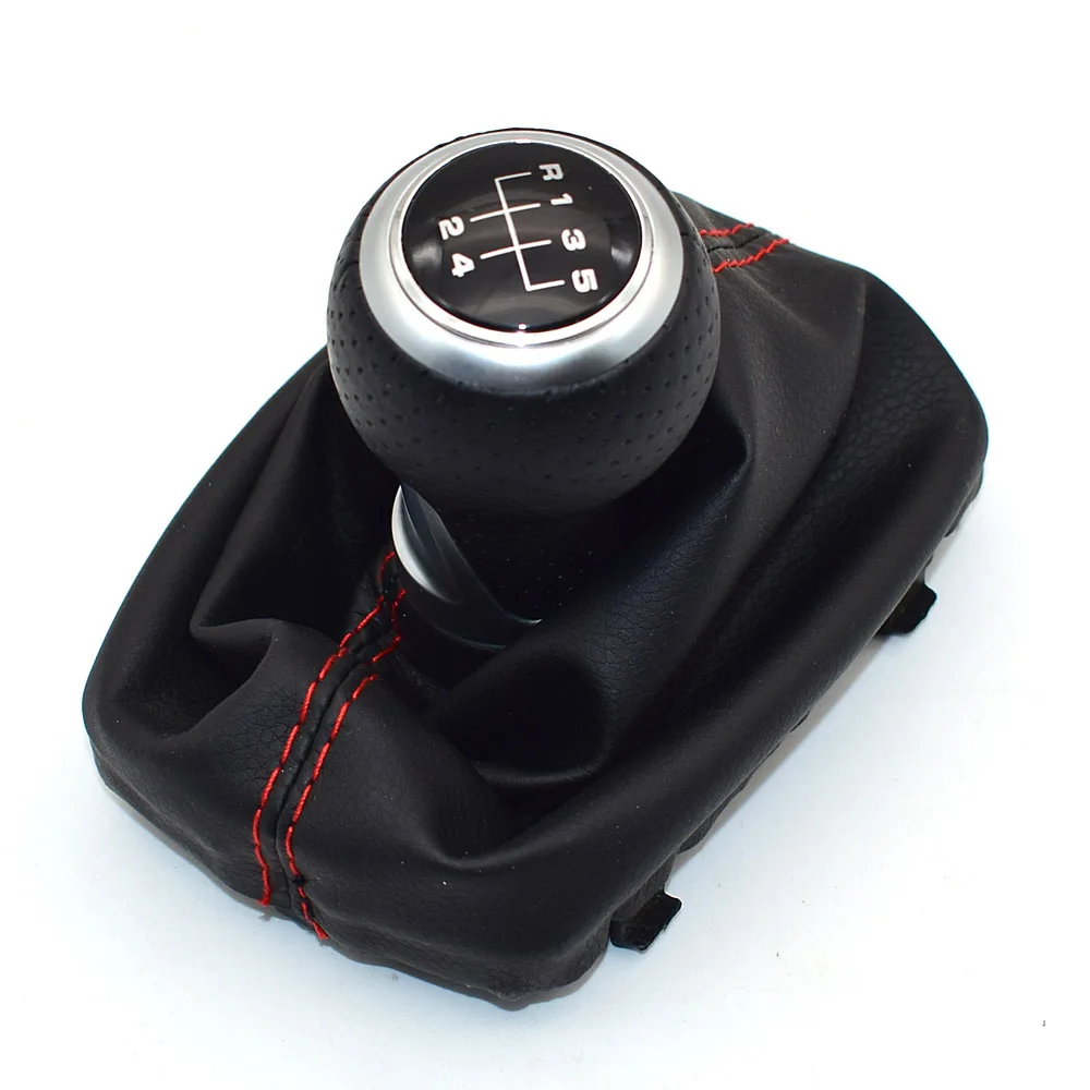 5 Speed-Silver-R5 Матовая хромированная красная ручка переключения передач для Audi skoda seat A4 B6 B7 b8 A6 S4 B8 8K A5 8T Q5 2007 - Название цвета: 5 Speed-Silver-R5