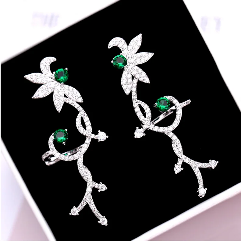 RAKOL ladies fashion mint green zircon flower-shaped personality ear clip temperament girls party dress accessories RE80189 | Украшения и