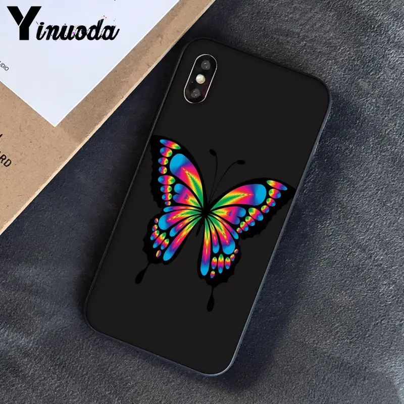 Yinuoda бабочка окрашенный чехол для телефона iPhone 6S 6plus 7 7plus 8 8Plus X Xs MAX 5 5S XR 11 pro max |
