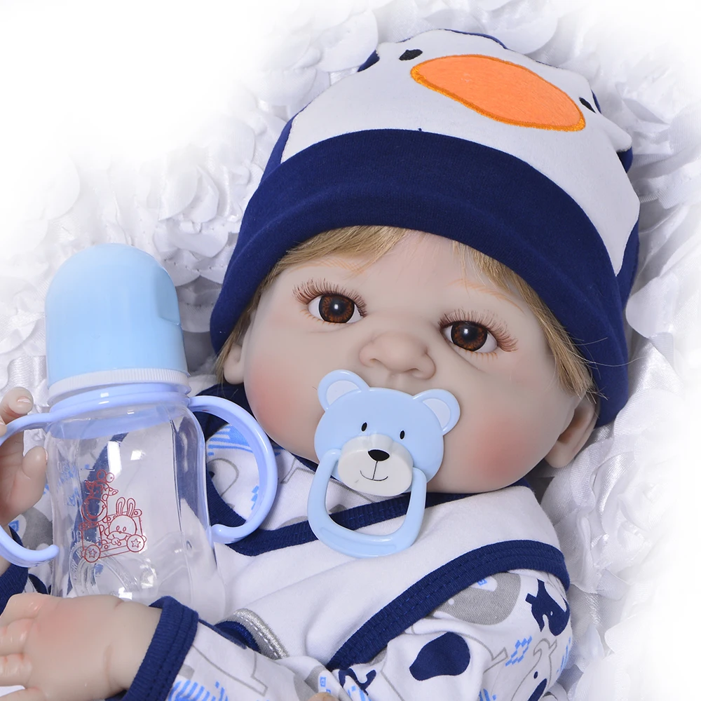 23&quot55cm Full Silicone Body Reborn Baby Doll stylish lifelike adorable simulation birthday bebe Toy Xmas presents kids bonecas | Игрушки и