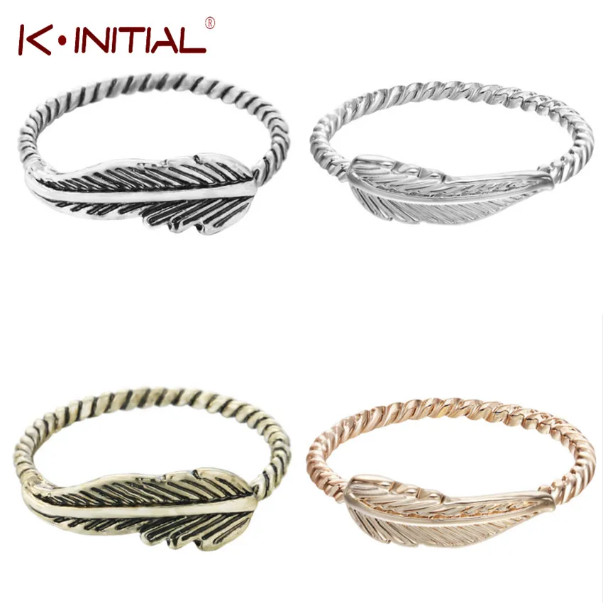 Kinitial Кольцо женское Винтажное кольцо с кручеными листьями Панк Рокер Байкер