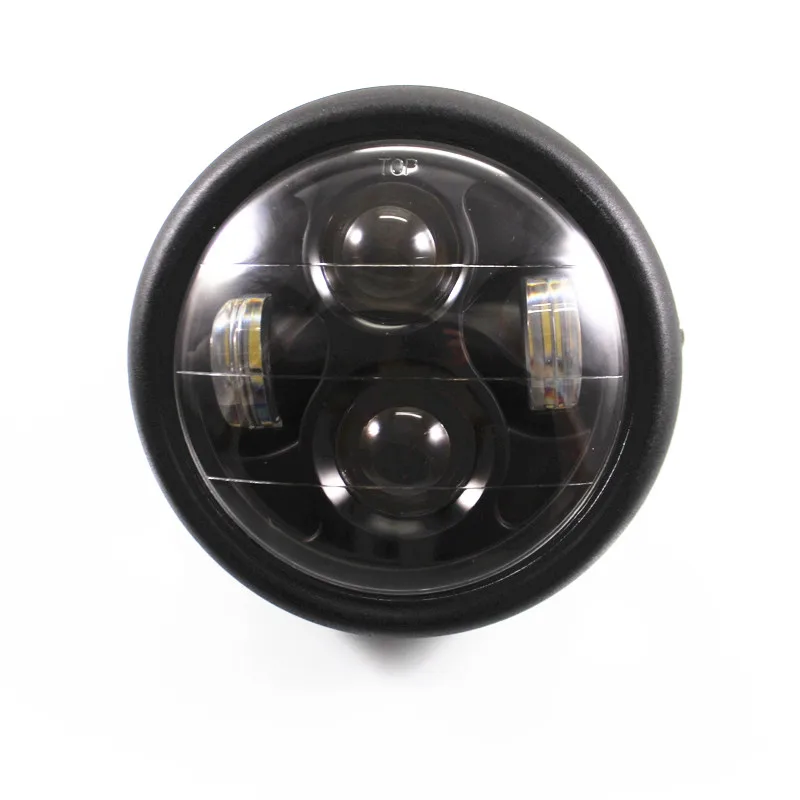 Motorcycle High Low Beam LED 6 1/2&quot HeadLight Cafe Racer Bobber Chopper Cruiser Touring Scooter Offroad Black |