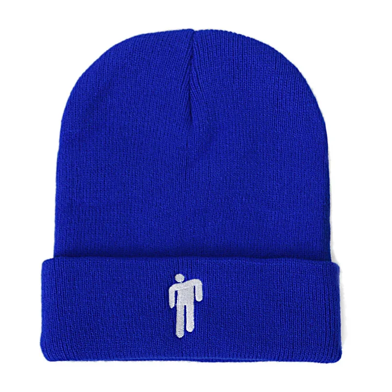 Royal Blue Cap Billie Eilish Beanies, зимние вязаные шапки для женщин, шапки с вышивкой для маленького человека, Мужская Осенняя шапка, женская шапка в стиле хип-хоп - Цвет: Royal Blue Cap