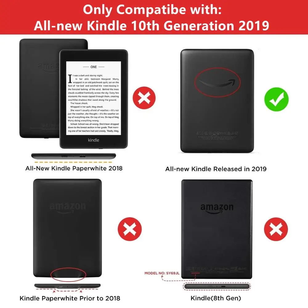 Чехол для Kindle 2019 текстурированная ткань искусственная кожа умный чехол Жесткий