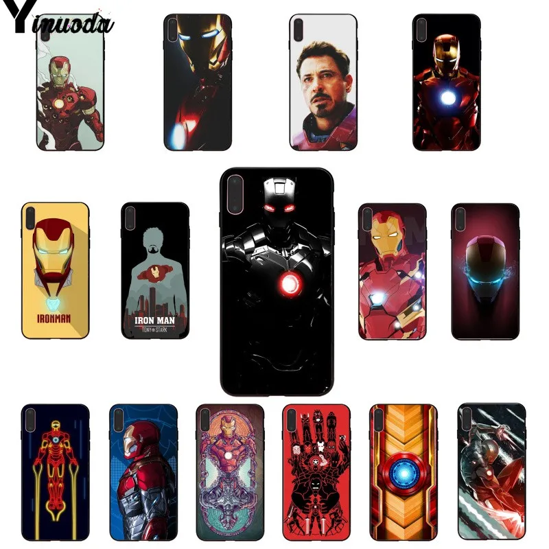 Yinuoda Marvel Heroes Железный человек мягкий резиновый черный чехол для телефона iPhone X XS MAX