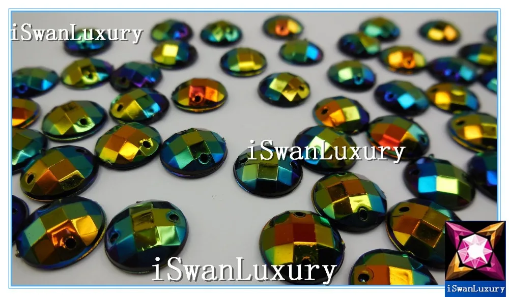 Для Красота Смола Блестящий 12 мм кристаллы свободные Бусины Камни для Вышивание