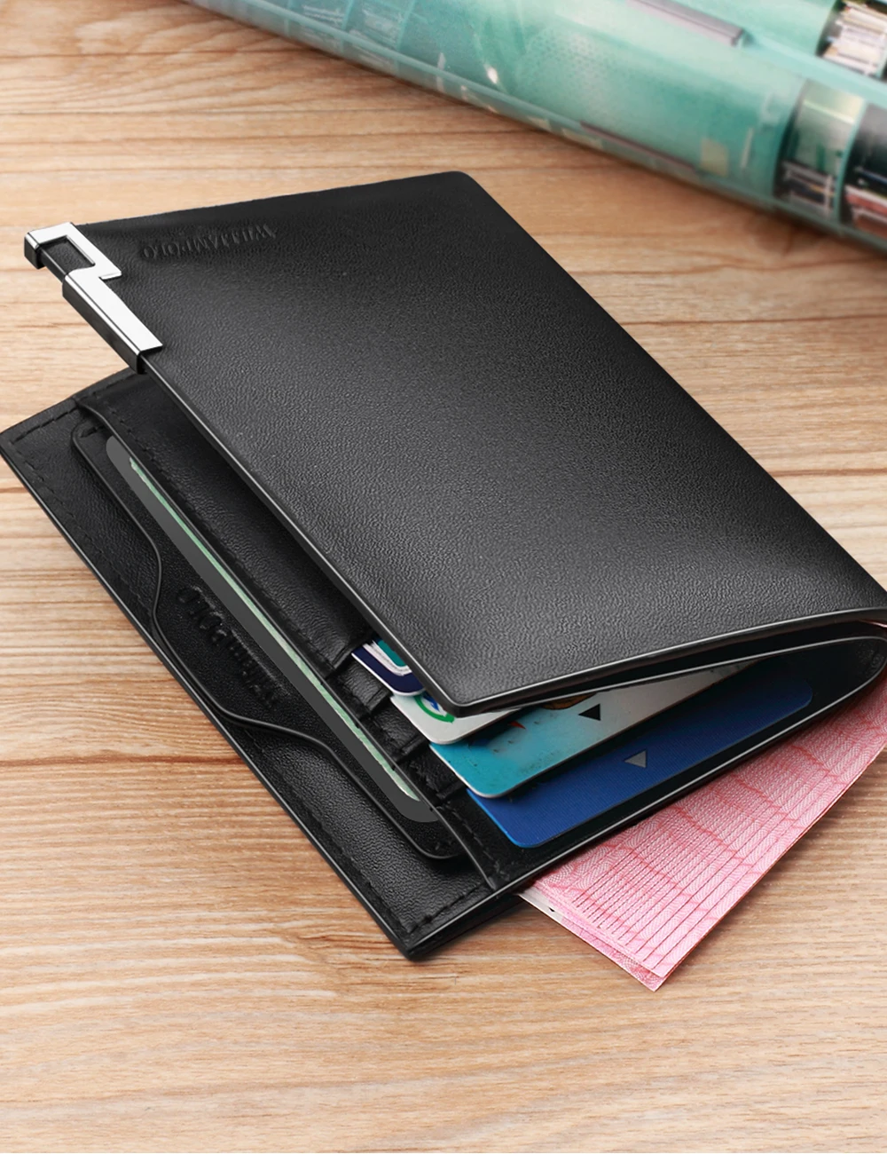 WilliamPOLO Wallet Men Genuine Leather Bifold Wallet Brand Fashion Short Design Purses Male Gift ID Credit Card Holder Purses