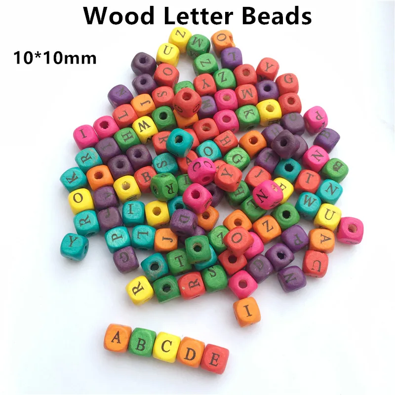 

Chenkai 100pcs 10*10mm Wooden Alphabet Cube Letters Square Spacer Dice Letter Beads With A Hole Jewelry Finding Mix Letter