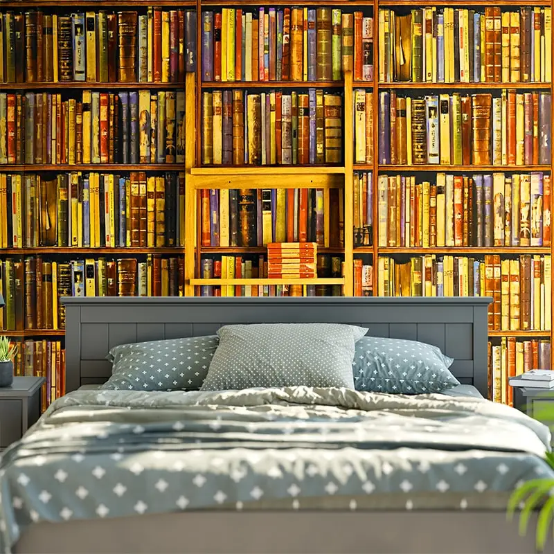 Книжная полка, полная книг, печать, декоративный настенный гобелен, хиппи, настенный, для спальни, пчела, желтый, 230X150 см, 130X150 см, 5 размеров