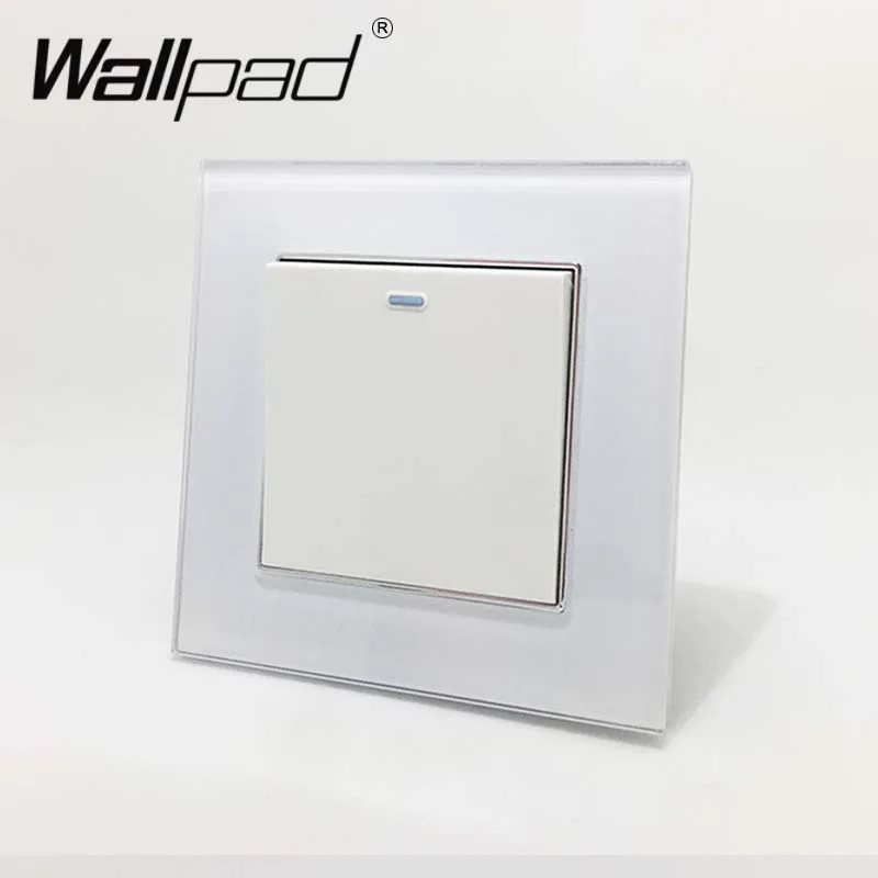 Переключатель сброса Wallpad из закаленного стекла 110 V-250 V ЕС Великобритания стандартная мгновенная 1 банда Кнопка сброса переключатель дверной Звонок - Цвет: Silver Decoration