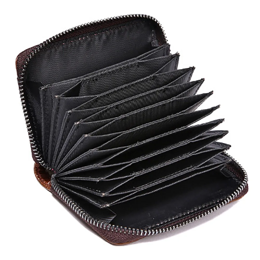 Genuine Leather Men Short Wallet Coin Pocket Credit/ID Card Holder High Quality Zipper Bifold Purse Vintage Clutch Money Bag | Багаж и