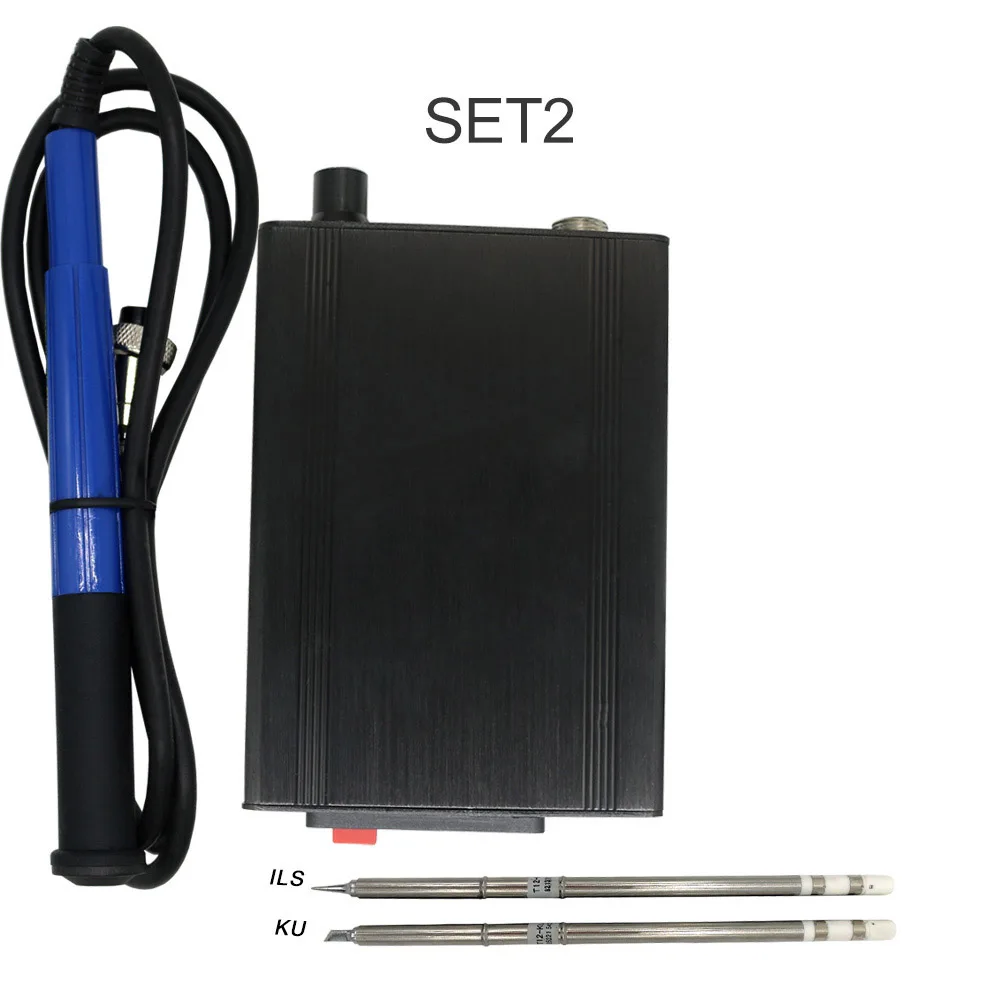 Set 2 STM32 T12 паяльная станция электронный паяльник OLED 1,3 цифровая станция паяльник наконечник сварочный инструмент без разъема питания - Цвет: Set 2
