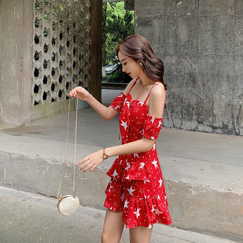 Женское платье на бретельках FMFSSOM Летнее мини-платье трапециевидной формы с