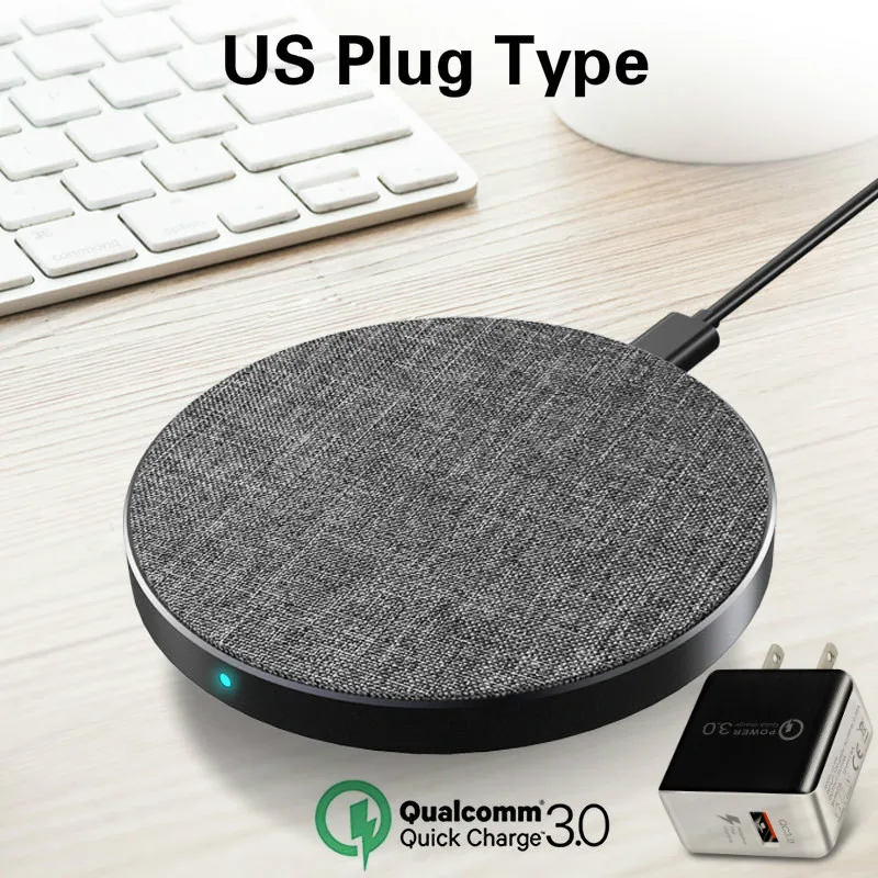 gray US Plug Type Qi Беспроводной Зарядное устройство для iPhone 7,5(Ш) X XS Max XR 8 плюс 5 V/1A быстро Беспроводной зарядки для samsung 10 Вт S8 S9 Plus Note 9 8 Зарядное устройство - Тип штекера: gray US Plug Type