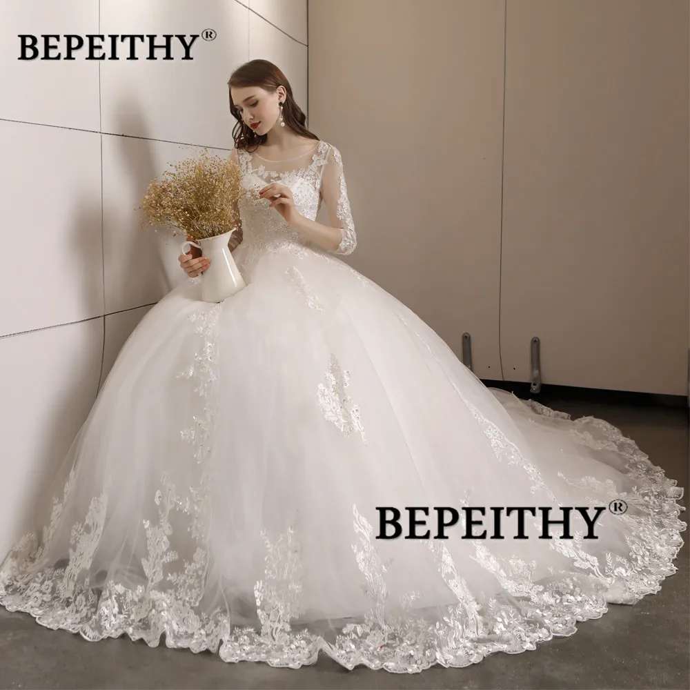 Vestido De Novia кружевное свадебное платье с рукавами три четверти 2021 старинные