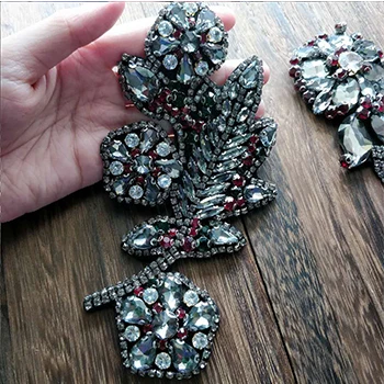 flower 2pc 6 шт./компл. Роскошные туфли-лодочки на платформе, с ручной работы из бисера Капли воды квадратные пришиван на Аппликации патч для одежды, сумок, обуви, тканевыми нашивками, аппликация - Цвет: flower 2pc