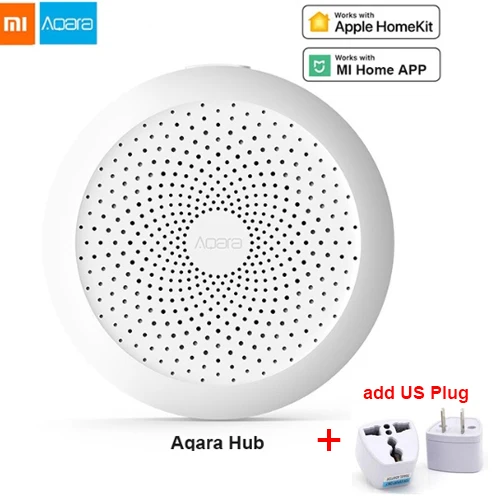 Add US plug Новейший Aqara концентратор mi Gateway с RGB светодиодный ночной Светильник смарт-работа с Apple Homekit и aqara Smart App для xiaomi smart home - Цвет: Add US plug