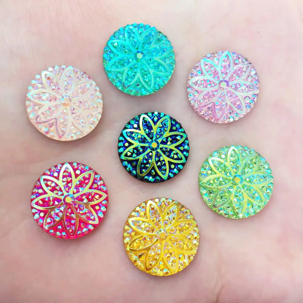 40 шт. круглые блестящие этикетки из смолы 16 мм|Бусины| |