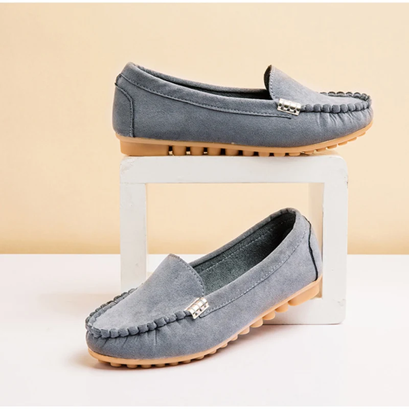 Women Flats Suede Candy Color Loafers Slip on Casual Flat Shoes Soft Ballet Flat Spring Moccasins Shallow Ladies Shoes Puls Size