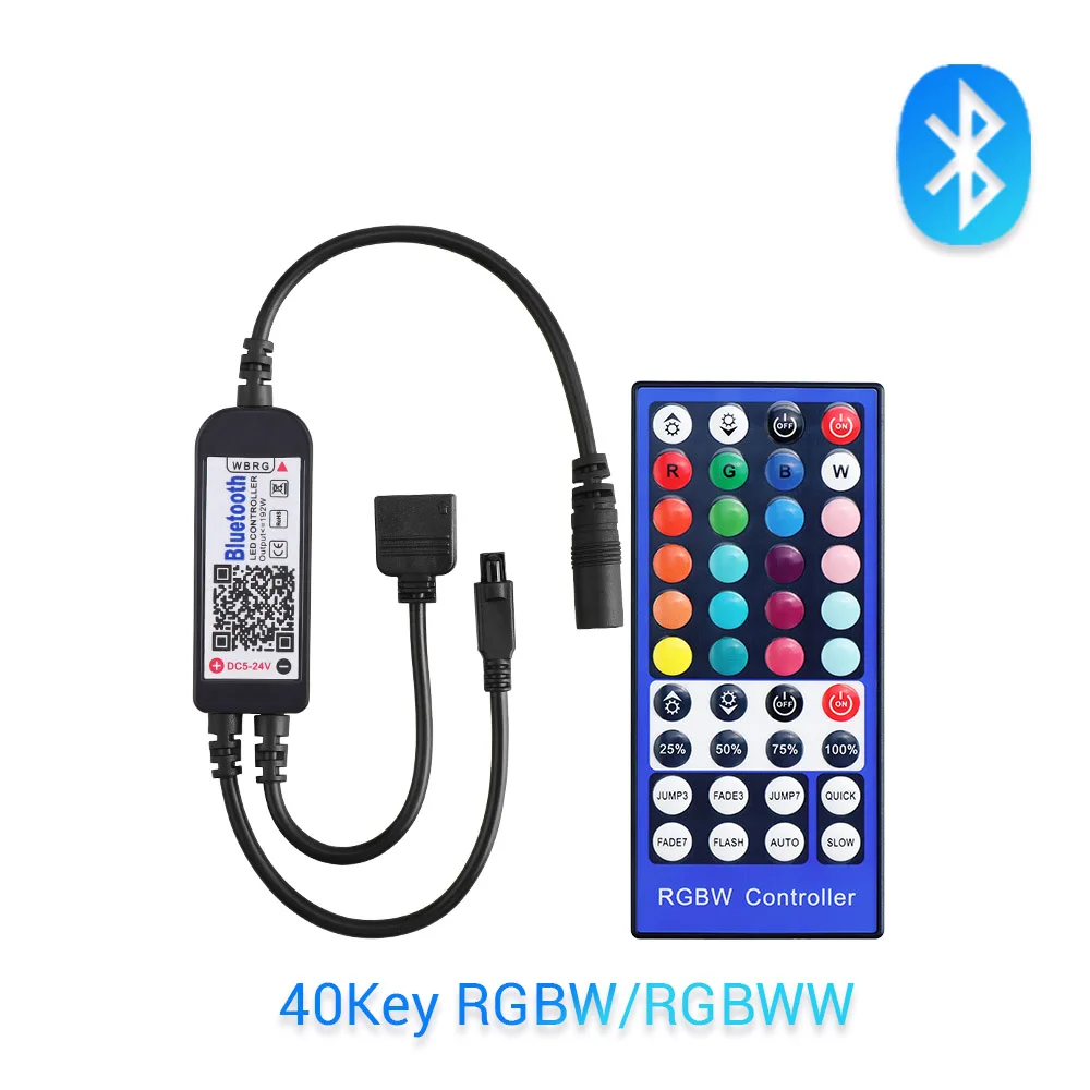 Bluetooth 40Key RGBW 5-24 в умный светодиодный RGB RGBW Bluetooth контроллер USB 24 40 ключ ИК пульт дистанционного управления для 3528 5050 световая полоса многоцветный меняющийся ТВ ПОДСВЕТКА - Цвет: Bluetooth 40Key RGBW